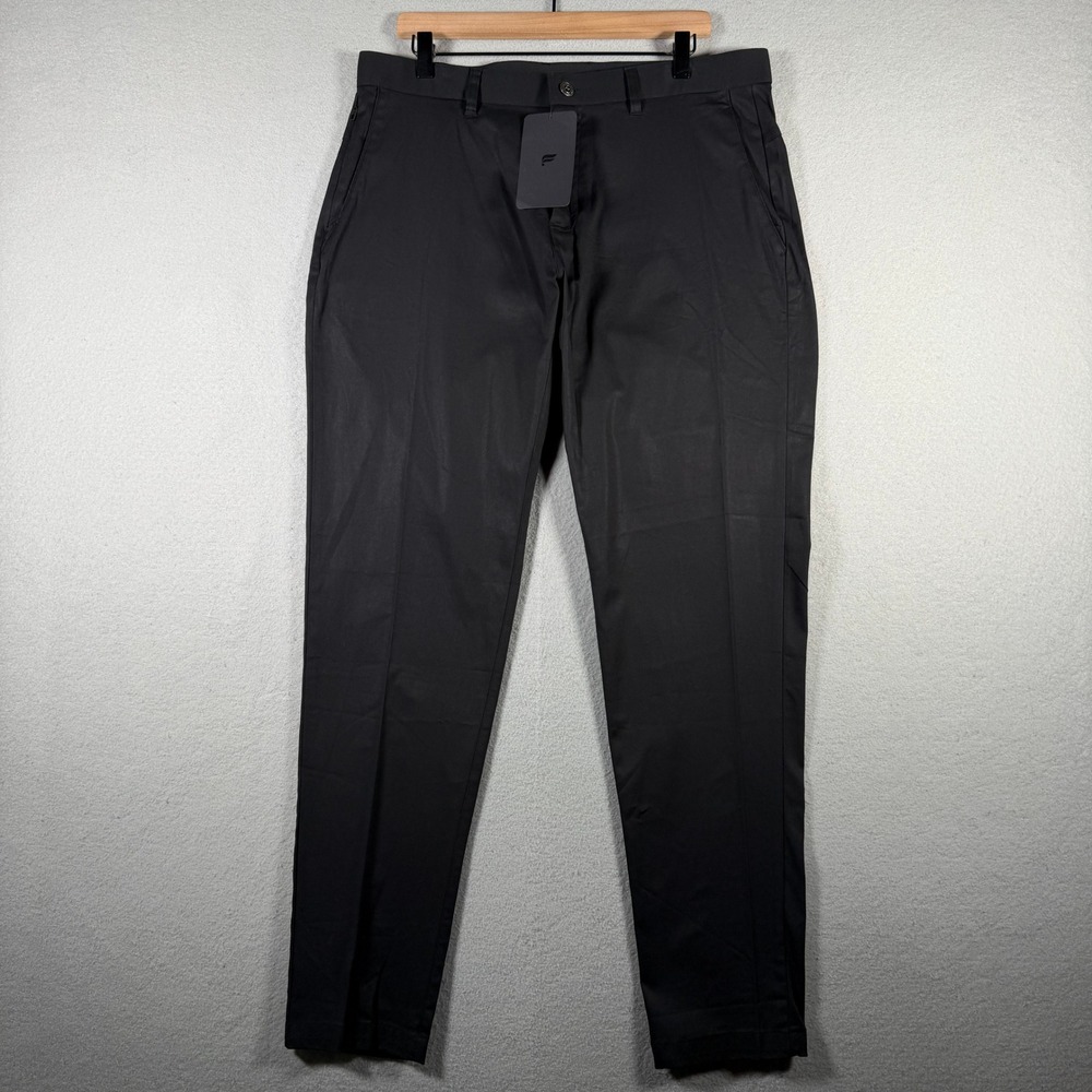Fabletics Mens High Side Chino Modern Slim Fit Black Stretch Pants 36x34 NEW